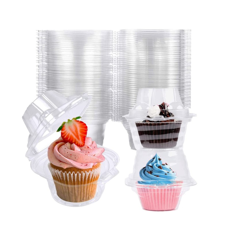 NPLUX 25 Pack Individual Cupcake Containers Plastic Cupcake Boxes Cupcake