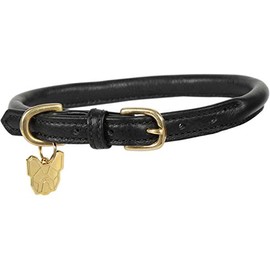 Shires Rolled Leather Dog Collar X Small Black