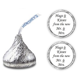 324 Hugs and Kisses from the new Mr. & Mrs. Hershey Kiss Wedding Stickers, Chocolate Drops Labels Stickers For Weddings, Bridal Shower Engagement Party, Hershey's Kisses Party Favors Decor
