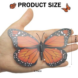 YGbridge Monarch Butterfly Decorations, 50 Pcs Orange Artificial Magnetic Butterflies Realistic Butterflies Picks for Bouquets, Crafts, Home Decor, Floral Arrangements, Parties (50, Orange)