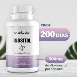 Myo Inositol Puro 500 mg - 1 al Día - 200 Cápsulas - S&V - Sin Gluten y Sin OMG.