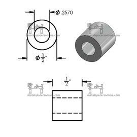 Aluminum Spacer 1/2" OD x 1/4" ID x Choose Your Length, Round Spacer Unthreaded Standoff Bushing Plain Finish, Fits Screws Bolts 1/4" or M6 by Metal Spacers Online (1/2" Length, 10 Pack)