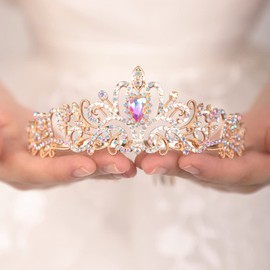 Wekicici Tiara de cristal, diadema de princesa, corona de diamantes de imitación con peines, diadema de novia, novia, novia, graduación, fiesta de cumpleaños, accesorios para el cabello para mujeres y niñas (estilo 7)