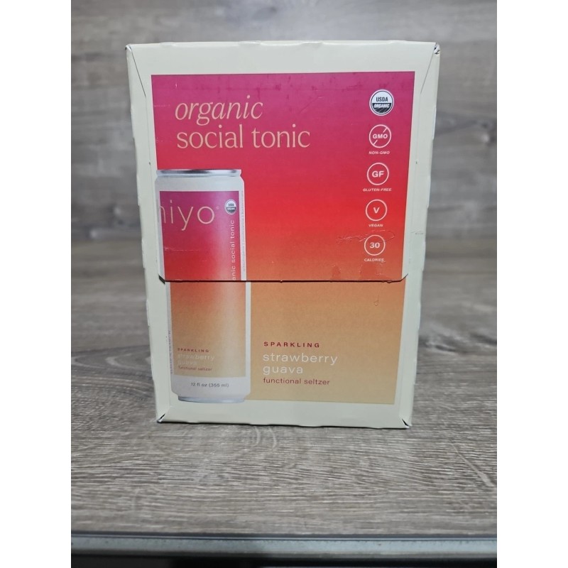 Hiyo Sparkling Strawberry Guava Organic Social Tonic 4 Cans Happy