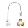 Adust Reading Lights for Books in Bed, Bedside Reading Lamp, RV Boat Reading, DC 5V-240V 3W LED Touch Dimmable Brightness Wall Mount Lamp, Adjustable Colour Temperature, 3000k, 4000k, 6000k(Silver)