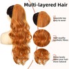 YEESHEDO Ponytail Hairpiece Clip Extensions with Drawstring Long Wavy Orange