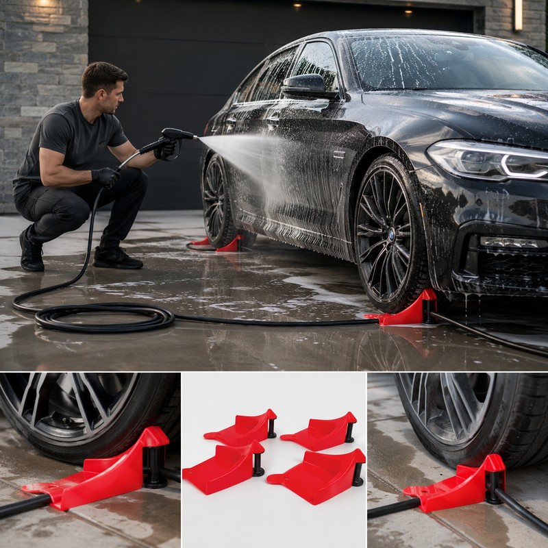 4-Pack Tire Hose Guide Wedges for Car Washing – Portable