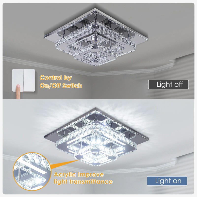Dimmable Crystal Led Ceiling Light 2 Layers CE Certificate Modern