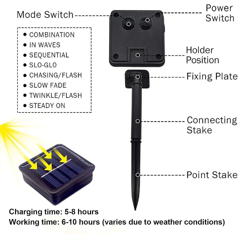 JAYIJAXIN 39Ft 100 LED Solar Powered Tube Light Solar Rope