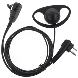 TENQ D Shape Earpiece Headset PTT for Two Way Radio Walkie Talkie 2 Pin Motorola (10 Packs)