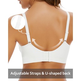 WOWENY Non-Wired Women's Bra Without Underwire V-Neck Padded Seamless Bra Bustier Women's Bralette Soft Comfort, Deep V-white