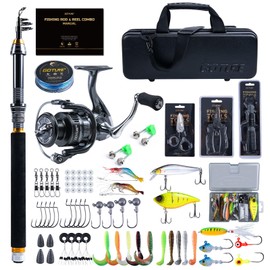 Goture Fishing Rod and Reel Combos-Telescopic Fishing Pole Spinning Reel Lures Set with PC Hard Shell Suitcase, Telescopic Rod Reel Combo Kit for Starter Travel Saltwater, Gifts for Men