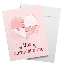 "You Complete Me" Big Valentine's Day Greeting Cards and Envelopes – 8.5" x 11" Large Jumbo Size Valentines Card, Extra Big Huge Oversized Cards for Husband, Wife, Boyfriend, Girlfriend – 2 per Pack