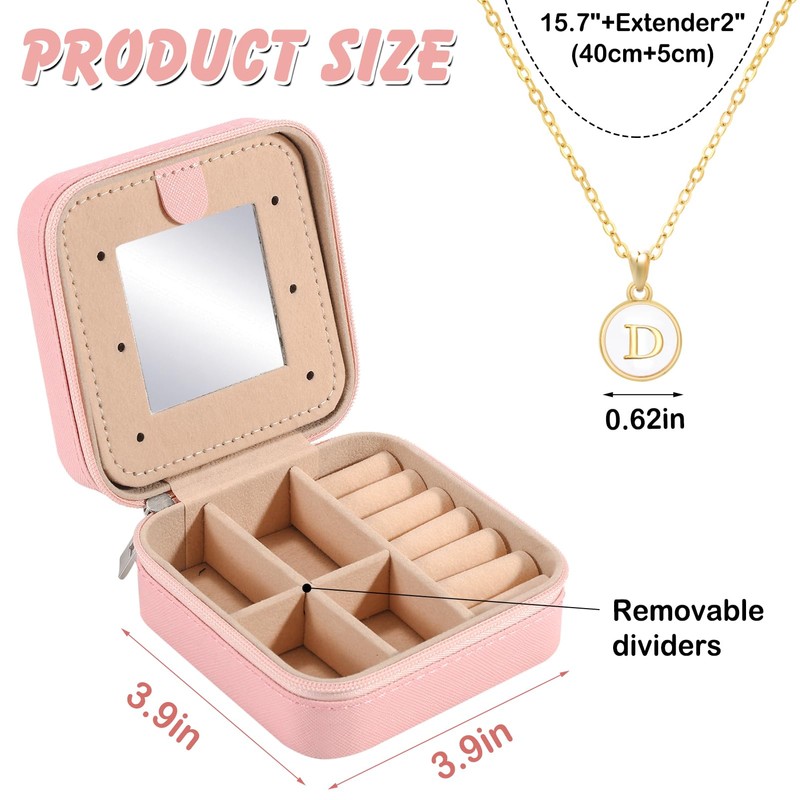 URSKYTOUS Pink Jewelry Storage Case, Waterproof Jewelry Box with Initial,