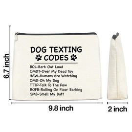 LGLZSHP Funny Gifts for Dog Lovers Makeup Bag Dog Gifts for Women Dog Owners Dog Lovers Cosmetic Bag Dog Texting Codes Zipper Makeup Pouch