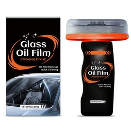 Snlrntin Oil Film Cleaning Brush for Car Windshield, 100g Glass Oil Film Remover with Reusable Cleaning Board, Removes Smudges & Water Spots, Anti-Fog for Safe Driving & Rainproof Prep