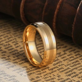 King Will GOLD 8mm Gold Tungsten Carbide Ring Brushed Center Mens Wedding Band Comfort Fit 10