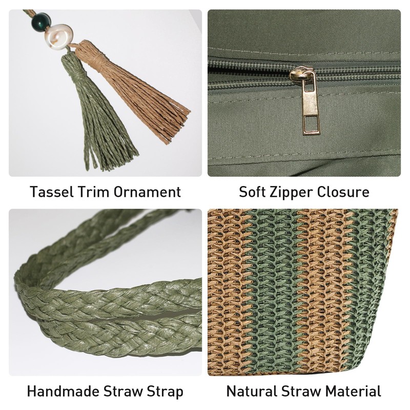 HuiYStar Large Straw Beach Bag for Women Summer Travel Braided