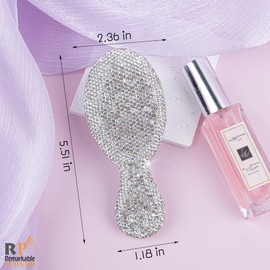 RP Remarkable Power, Rhinestone Hair Brush Mini Portable Comb for Women