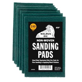 WALRUS OIL - Non-Woven Sanding/Polishing Pads for Woodworking and Metal Buffing, Size 6"x9" - Pack of 10 (240 Grit)