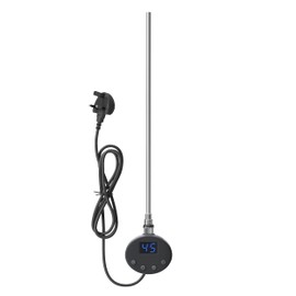 ELEGANT 600W Smart Thermostatic Towel Rail Electric Heating Element with Plug, Timer LCD Display, Child Lock Function Heating Rod for Bathroom Heated Towel Rails and Radiators Anthracite