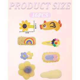 MYGLOAR 16 Pieces Baby Hair Clips Set for Girls, Baby Hair Clips, Cute Bows, Elastic Headbands, Hair Accessories, Ponytails, Hair Clips Set for Teens and Toddlers