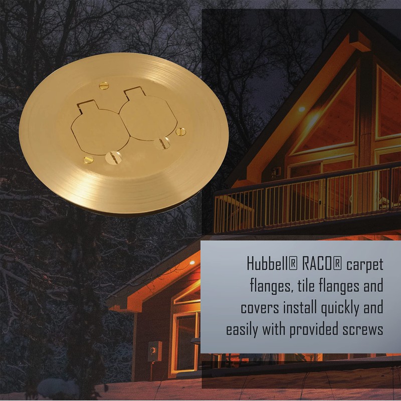 Hubbell-Raco RAC5500KIT Round Floor Box Kit Device Cover, Duplex, Solid
