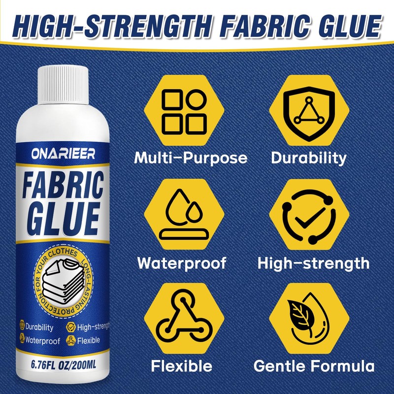 Fabric Glue Permanent Clear Washable - Instant Bond Leather Glue