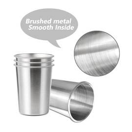 YOLCAR 4Pack 6oz Small Stainless Steel Cups, BPA Free Healthy Pint Drinking Cups Metal Drinking Glasses ​For Kids (Silver, 170ml/6oz)