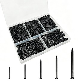 473 Pcs Black Concrete Nails Assortment Kit, 5 Sizes from 2/3 Inch to 1-1/2 Inch, Hardened Steel Masonry Nails for Concrete, Brick, Wall & Home Repair