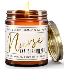 Nurse Gifts for Women - 'Nurse AKA. Superwomen' Soy Candle,w/Vanilla & Coconut I Nursing Gifts for Nurses Female I Nursing Student I Nurse Practitioner RN I Nurse Graduation Gift I 50Hr Burn, USA Made