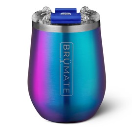 BrüMate Uncork'd XL MÜV - 100% Leak-Proof 14oz Insulated Wine Tumbler with Lid - Vacuum Insulated Stainless Steel Wine Glass - Perfect For Travel & Outdoors (Rainbow Titanium)