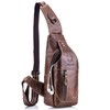 Men Leather Sling Bag Casual Shoulder Chest Crossbody Bag Hiking