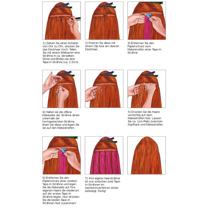 hair2heart Tape-In Real Hair Extensions, 60 cm, 2.5 g, Wavy,
