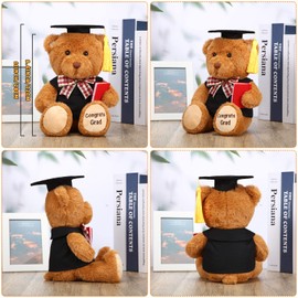 11 Inch Graduation Plush Bear 2022 Graduation Gifts for Her Stuffed Bear Animal Toy with Black Hat Congratulations Graduate for Primary School Colleague (Hold One Book)