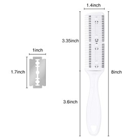 3-Piece Razor Comb Set: Thinning Comb, 10 Razors, Cutting Scissors for Slim Haircuts (White)