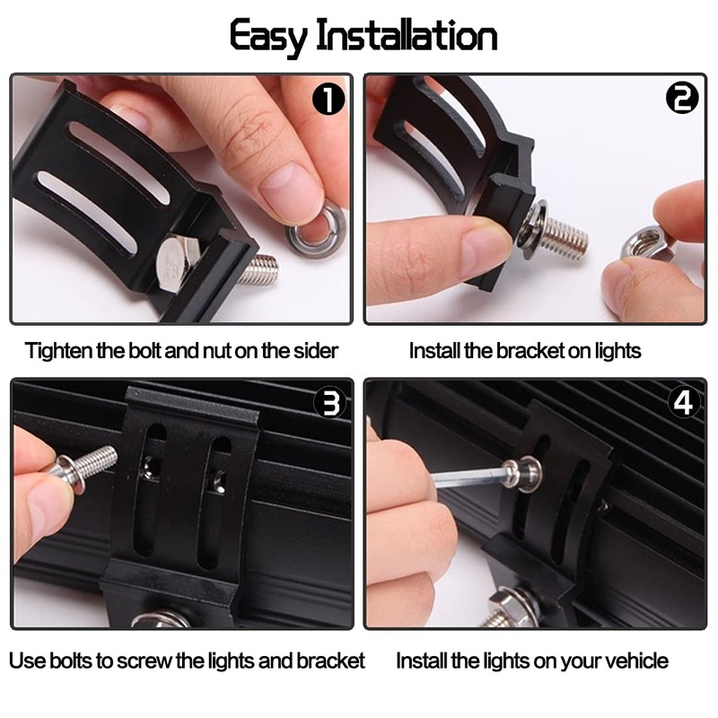 LEDOPPO LED Light Bar Mounting Brackets Kit - 2PCS Bottom