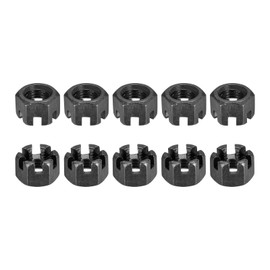 DTGN M12x1.5mm DxP Slotted Hex Castle Nuts Slotted Hex Nuts 10pcs Slotted Hex Nuts for Machine Repair Carbon Steel Black