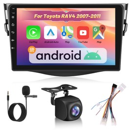 2+64G Car Stereo for Toyota RAV4 2007-2011 - Wireless Carplay & Android Auto - 9 Inch IPS Android Touchscreen Radio with WiFi, GPS Navigation, Equalizer, SWC, Mirror Link + AHD Backup Camera