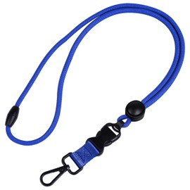 Masper 2 Pack Blue Safety Breakaway Lanyard with Round Adjustment Slider, Detachable Buckle and Metal Snap Swivel Hook, Great for Keys ID Holders Whistles