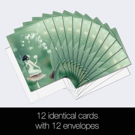 Tree-Free Greetings EcoNotes Stationary- Blank Note Cards with Envelopes, 4" x 6", Lily of The Valley, Fairy Themed, Boxed Set of 12 (FS66498)