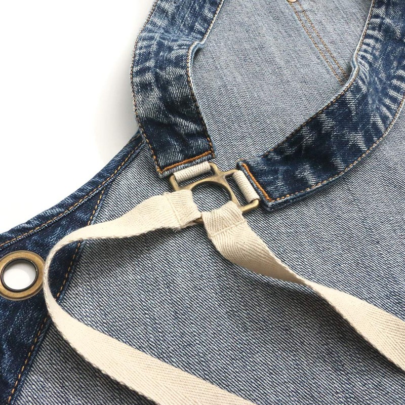 Jeanerlor - Denim Apron for Women With Pockets Cross-Back Straps