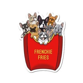 French Bulldog Frenchie Fries 5 inch Full Color Indoor Outdoor Vinyl Decal