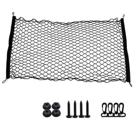Luggage Net, Car Trunk Net, Cargo Net, 2 Layers, Storage Net, Prevents Luggage Falling, Entire Rubber, Strong Elasticity, 4 Hooks, Expanded Storage Space, Reinforced Perimeter, Fits Light Cars, SUVs,