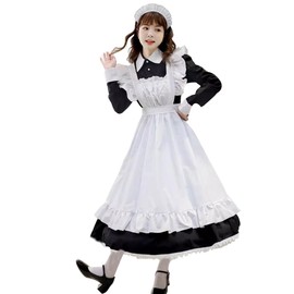 Lifoxan Maid Clothes, Long Cosplay, Adult Costume, Men's, Women's, Maid Clothes, Large Size, Men's Daughter, Cosplay, British Style, Halloween, Costume, Cultural Festival, Coffee Shop, Disguise, Dress