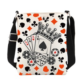 ENSIANTH Poker Crossbody Bag Poker Gifts for Playing Card Lovers Poker Card Wallet Crossbody Bucket Bag with Adjustable Strap, 241231 Poker C, medium