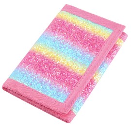 NEICY RFID Blocking Canvas Wallet for Men and Women - Camo Trifold Outdoor Sports Wallets with Magic Sticker for Teen Kids, Rainbow7, Casual