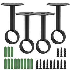 Aopin Curtain Closet Rod Brackets with Matte Black Finish 32mm / 1-1/4" Ceiling Mount Brackets Curtain Rod End Supports Flange Rod Holder Brackets Stainless Steel, Closet Pole Socket Brackets 4 Pcs