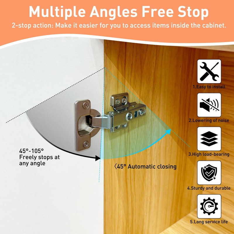 TMZDCJK Cabinet Hinges 10 Piece Frameless Recessed Soft Close Euro