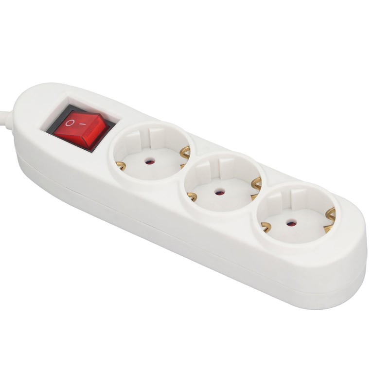 European Power Strip 3 Way ABS and Copper Multiple Outlet